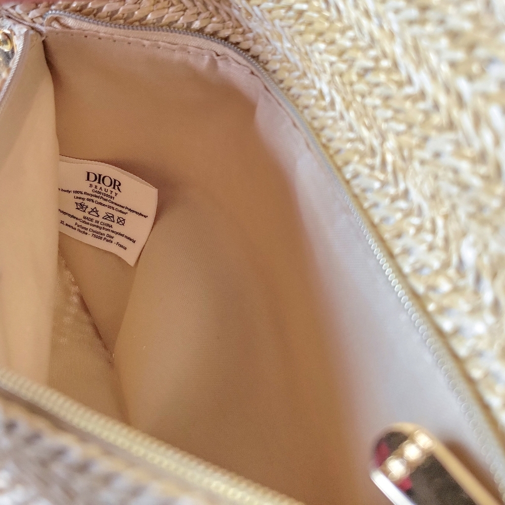 Authentic DIOR Raffia Clutch Handbag • Woven Straw • Chain Strap • Travel Purse - Picture 6 of 8